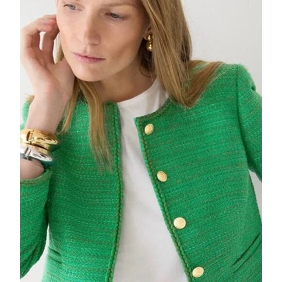J.Crew Louisa Lady Jacket Sequin Tweed Summer Green Size 4 NWT - Picture 3 of 7